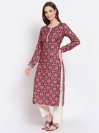 Myshka Women's Multi Printed Pashmeena Full Sleeve Round Neck Casual Winter Kurta