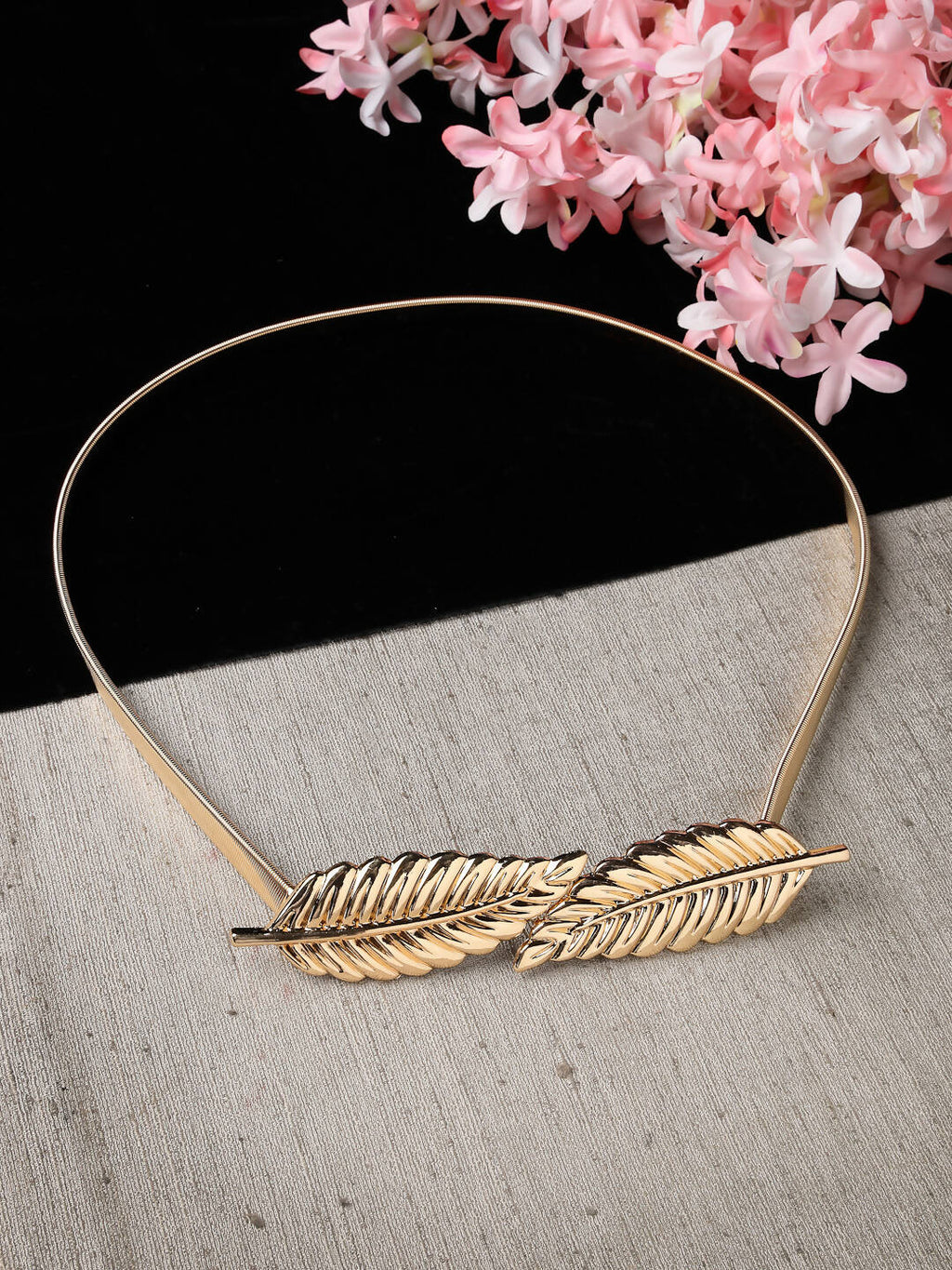 NVR Women Circular Gold-Polished Stretchable Metal Belt