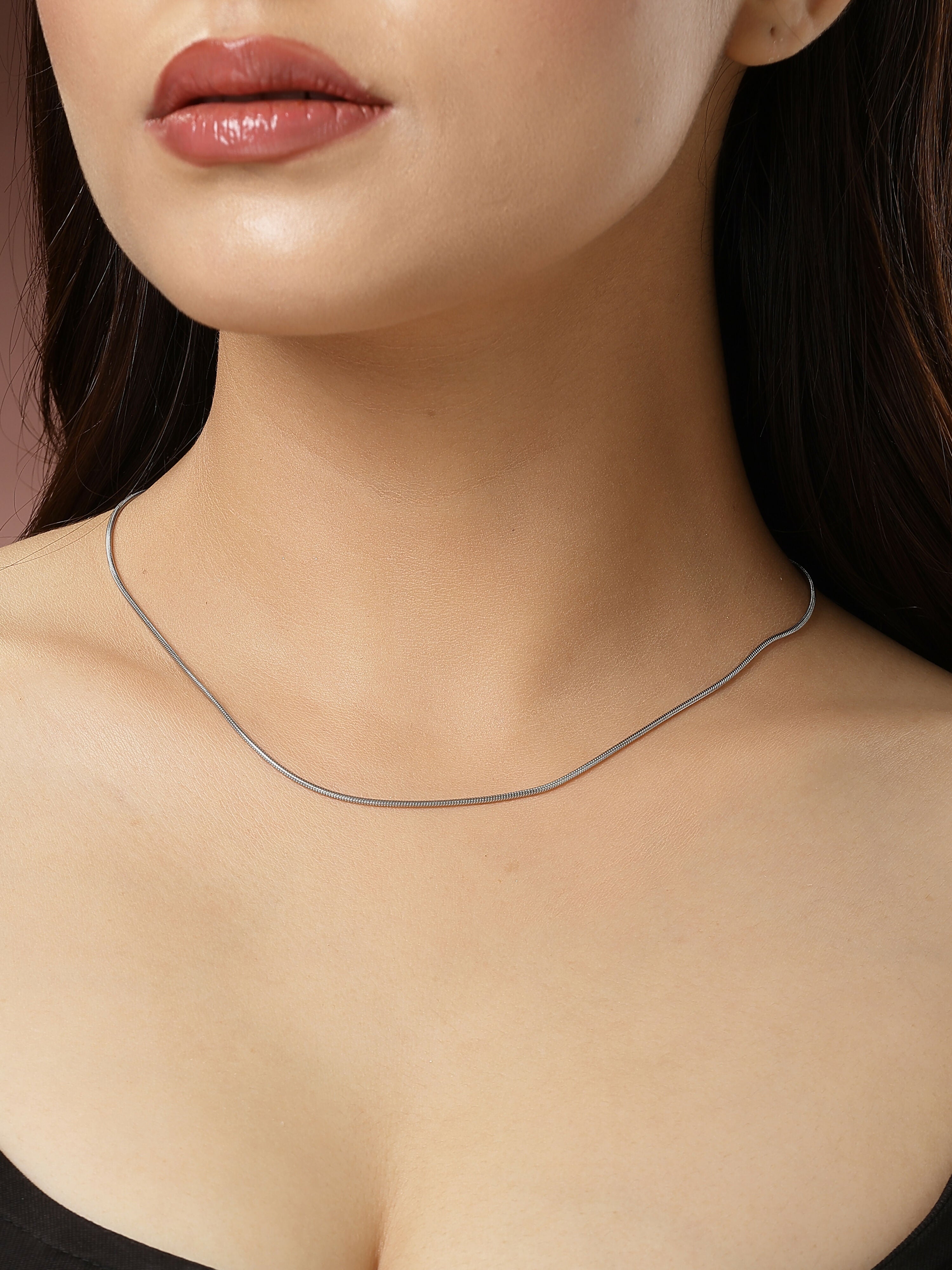 NVR Women's Silver-Toned German Silver Oxidised Chain