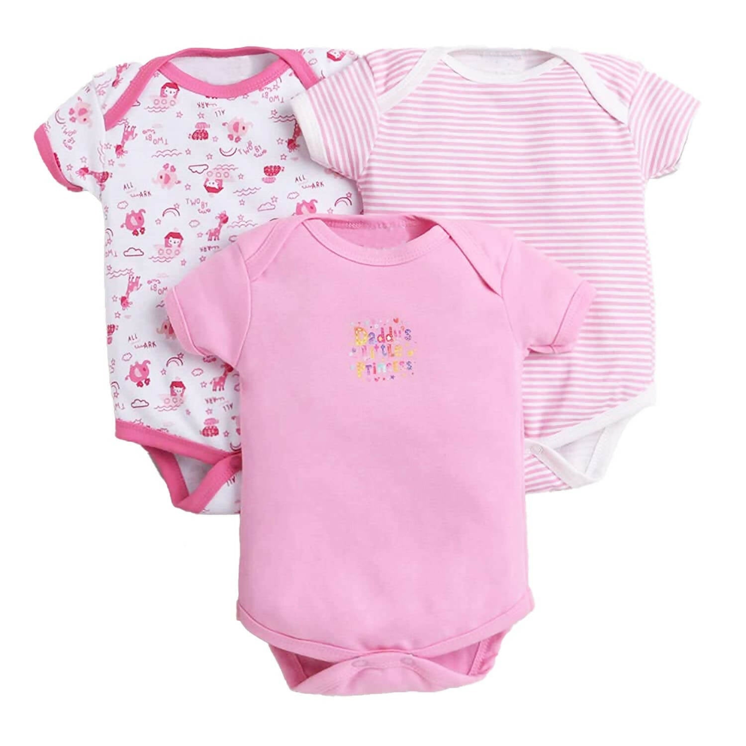 EIO New Born Baby Rompers Body Suits Jump Suit For Boys And Girls - L-Pink