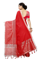Vamika Red Cotton Silk Weaving Saree (Twitter Red) - Distacart