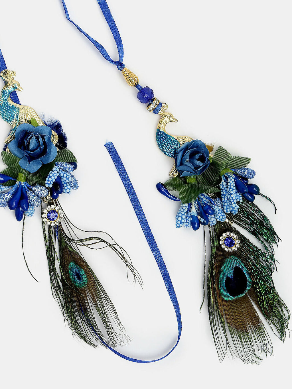 NVR Women & Men Set of 2 Blue Peacock Design Bhaiya Bhabhi Rakhi With Roli Chawal & Chocolate - Distacart