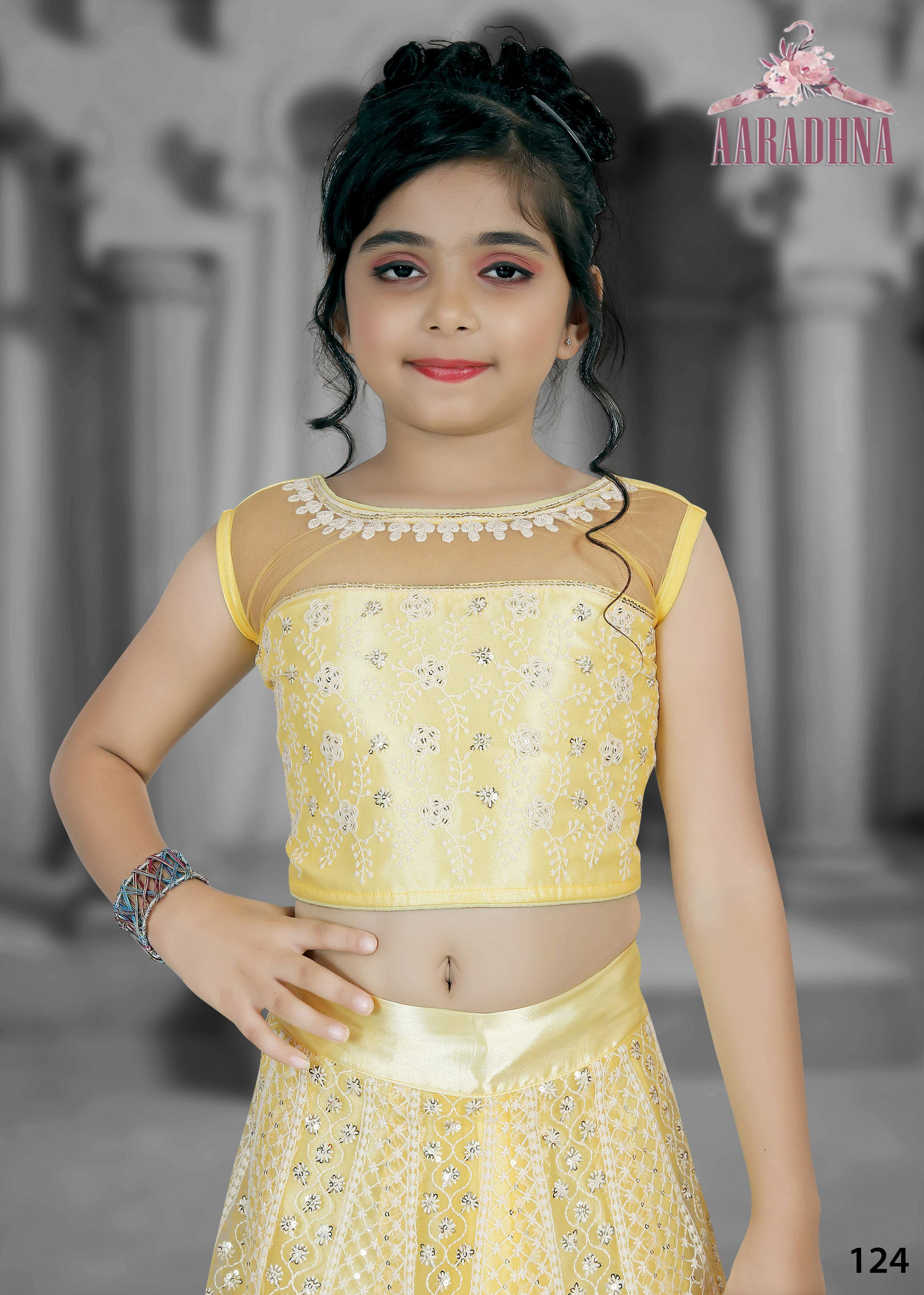 Wedding Designer Navy blue Net Kidswear Lahenga - Aaradhna