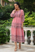 Juniper Women's Pink Printed Teired Dress - Distacart