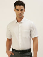 Ramraj Cotton Mens Half Sleeve Formal Poly Cotton White Shirt