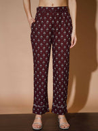 Myshka Women Rust Floral Kurta & Trousers - Distacart