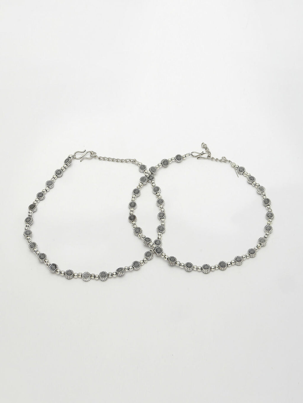 NVR Women's Set of 2 Silver-Plated German Silver Anklets - Distacart