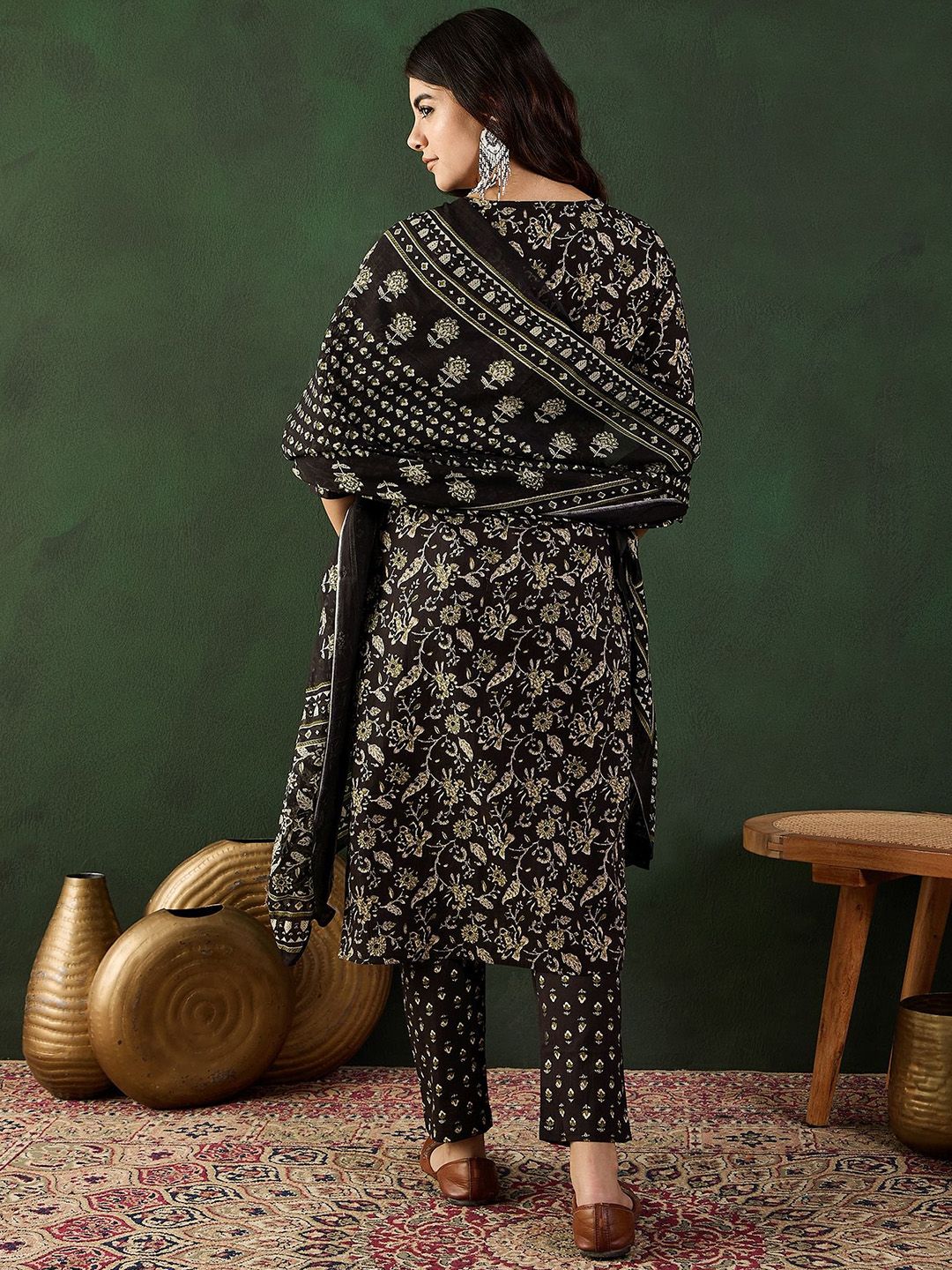 Sangria Printed Pure Cotton Kurta Set With Dupatta - Distacart