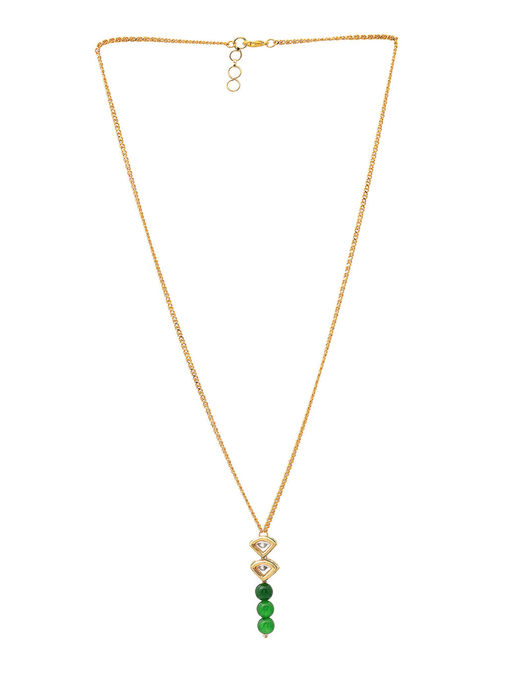 Ruby Raang Green Aventurine Kundan Necklace