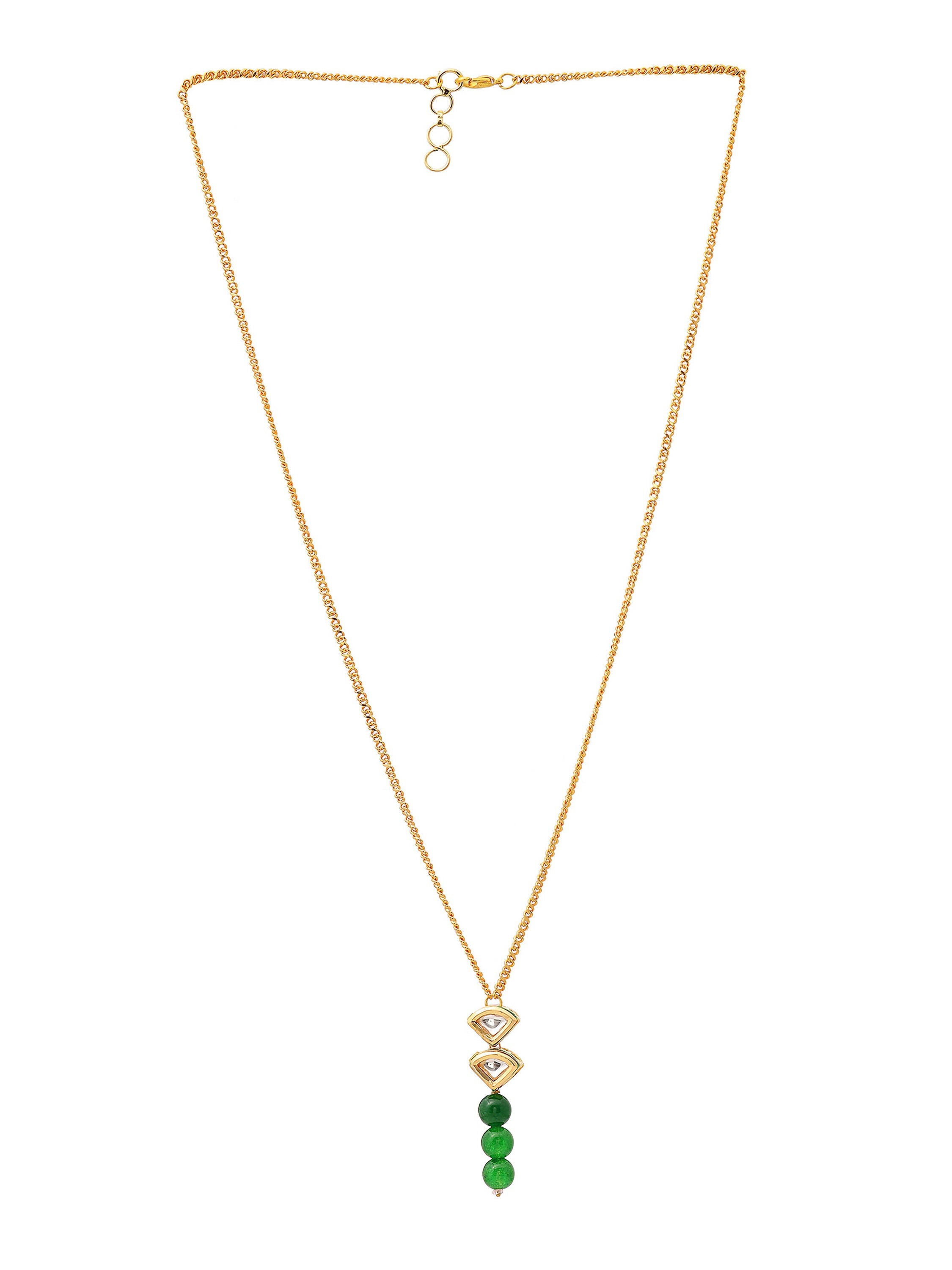 Ruby Raang Green Aventurine Kundan Necklace