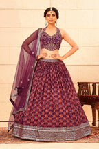 Purple Faux Georgette Sequence work Lehenga Choli with Dupatta - Dhvani