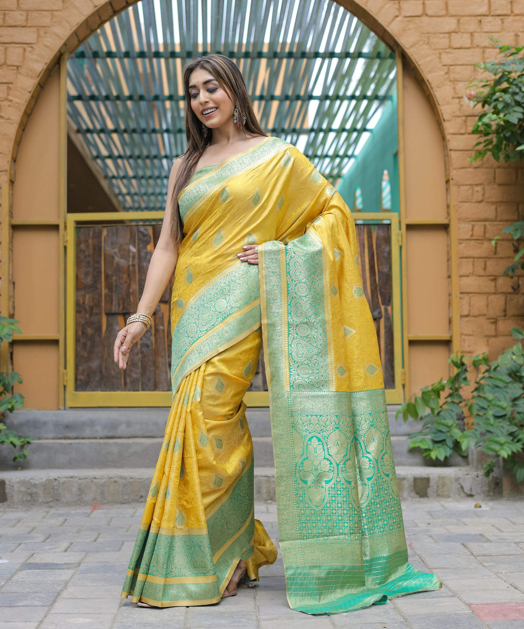 Vamsee Madhavi Yellow Soft Silk Saree