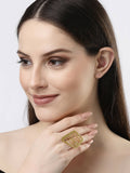 NVR Women Gold-Polished Solid Adjustable Finger Ring