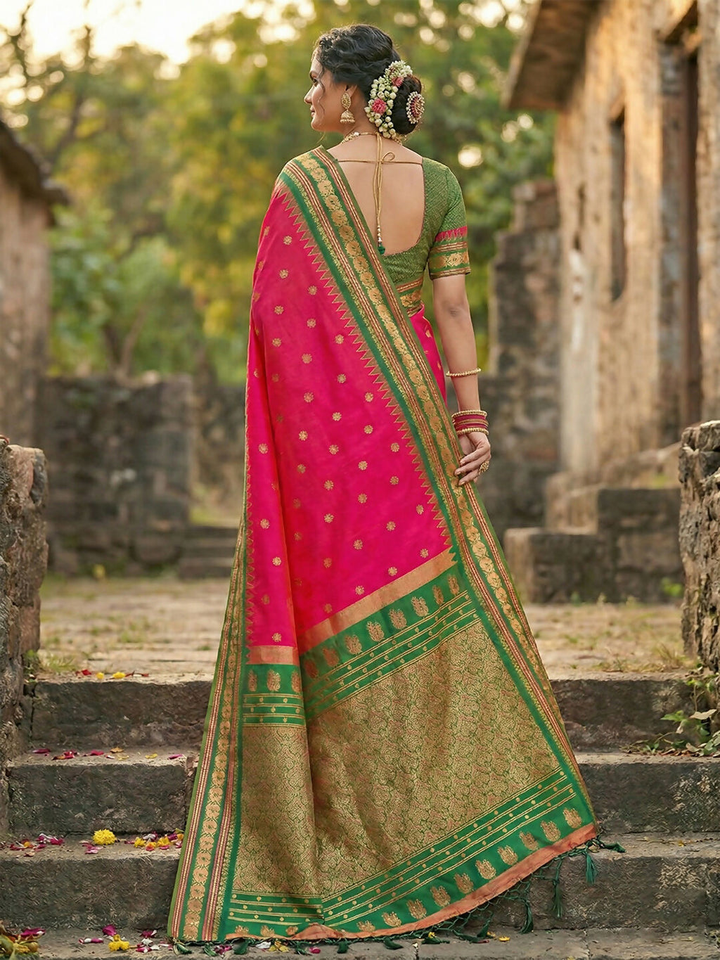 Shree Shyam Fashion Pink Soft Silk Saree - Distacart