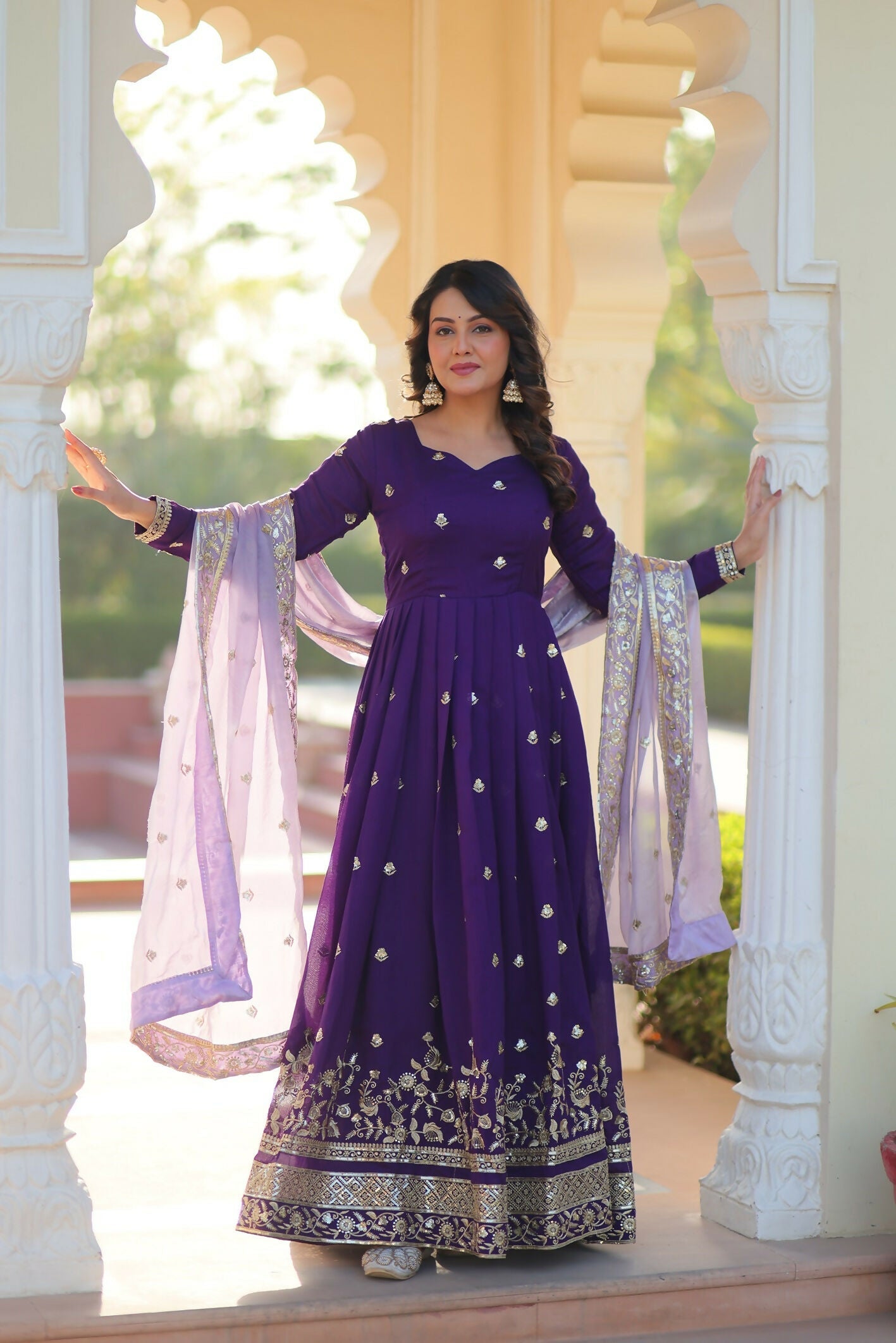 Joban Fashion Blue Georgette Sequence Embroidery Work Kurta Set - Distacart