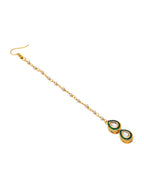 Ruby Raang Green Double Teardrop Kundan Maang Tikka with Meenakari - Distacart