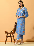 Myshka Women's Blue Printed Party Kurta Sets