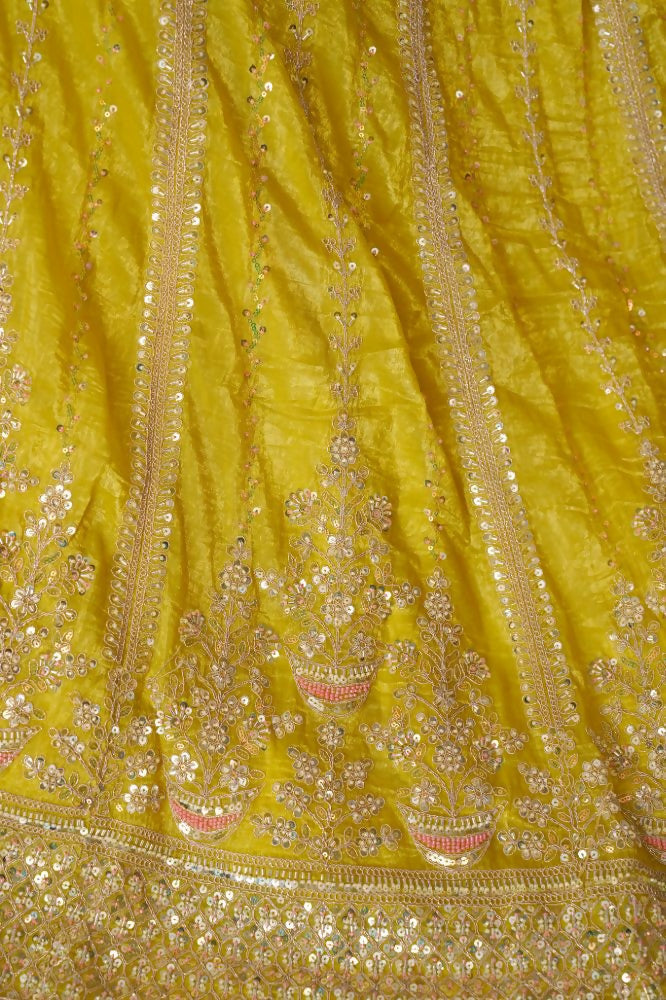 Kesar Fab Yellow Jimmy Choo Hand_Woven Lehenga