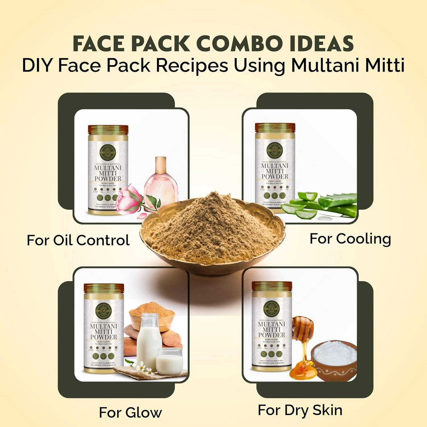 First Plant Multani Mitti Powder For Face Pack & Glowing Skin