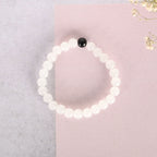 NVR Men & Women White Marbel Crystal Elasticated Bracelet - Distacart