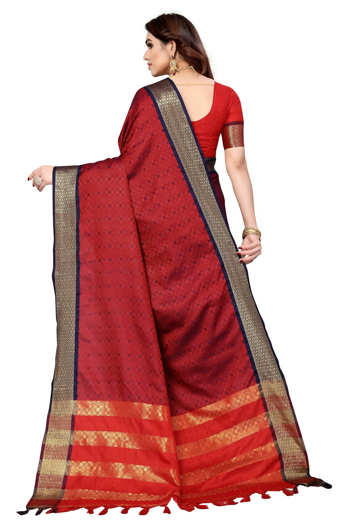 Vamika Weaving Maroon Cotton Silk Saree - Distacart