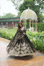 Vastranavya Designer Heavy Sequins & Thread Embroidered work Lehenga Choli - Olive Green