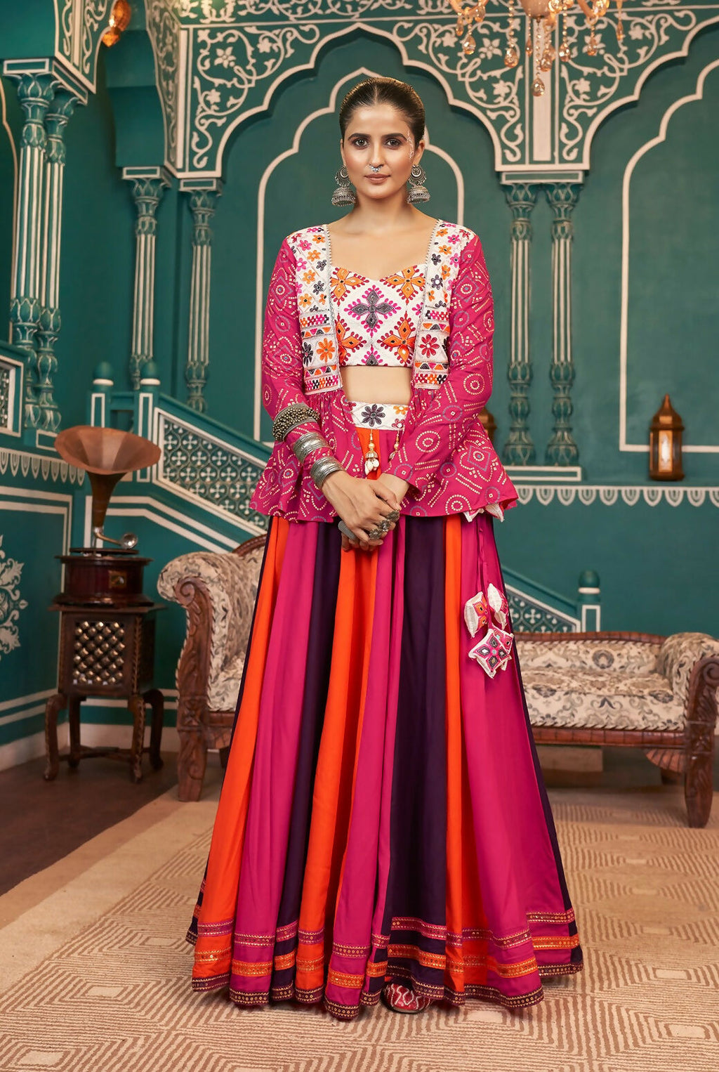 AI Fashion Multi Color Viscose Rayon Designer Navratri Lehenga Choli Collection