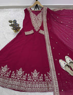 Teeya Creation Rani Color Faux Georgette Embroidery Work Long Party Wear Gown - Distacart