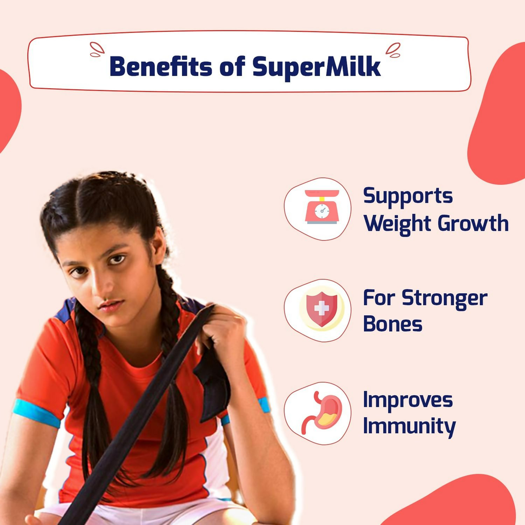 Gritzo SuperMilk Weight+ (13+y Boys), 10g Protein Powder (Double Chocolate) - Distacart