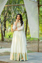 Joban Fashion White Chinnon Silk Sequence Embroidery Work Readymade Kurta Set - Distacart