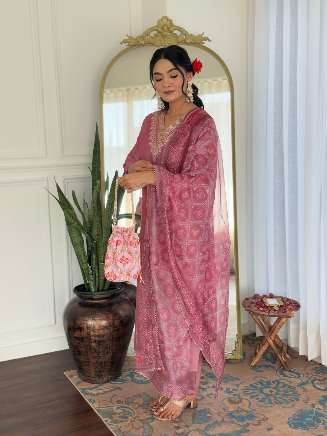 The52 Gajri Women's Beautiful Embroidered Rayon Fabric with Straight Kurta, Pant and Dupatta Set - Distacart