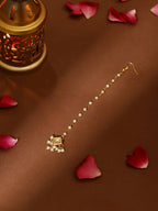 Ruby Raang Gold Square with Pearls Kundan Maang Tikka - Distacart