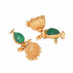 Nuyug 22K Gold Plated Emerald Stone Studded Ethnic Jhumkas - Distacart