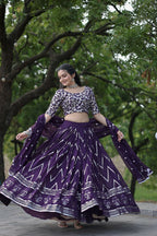 Vastranavya Faux Blooming With Sequins And Thread Embroidered Work Lehenga Choli With Dupatta - Purple