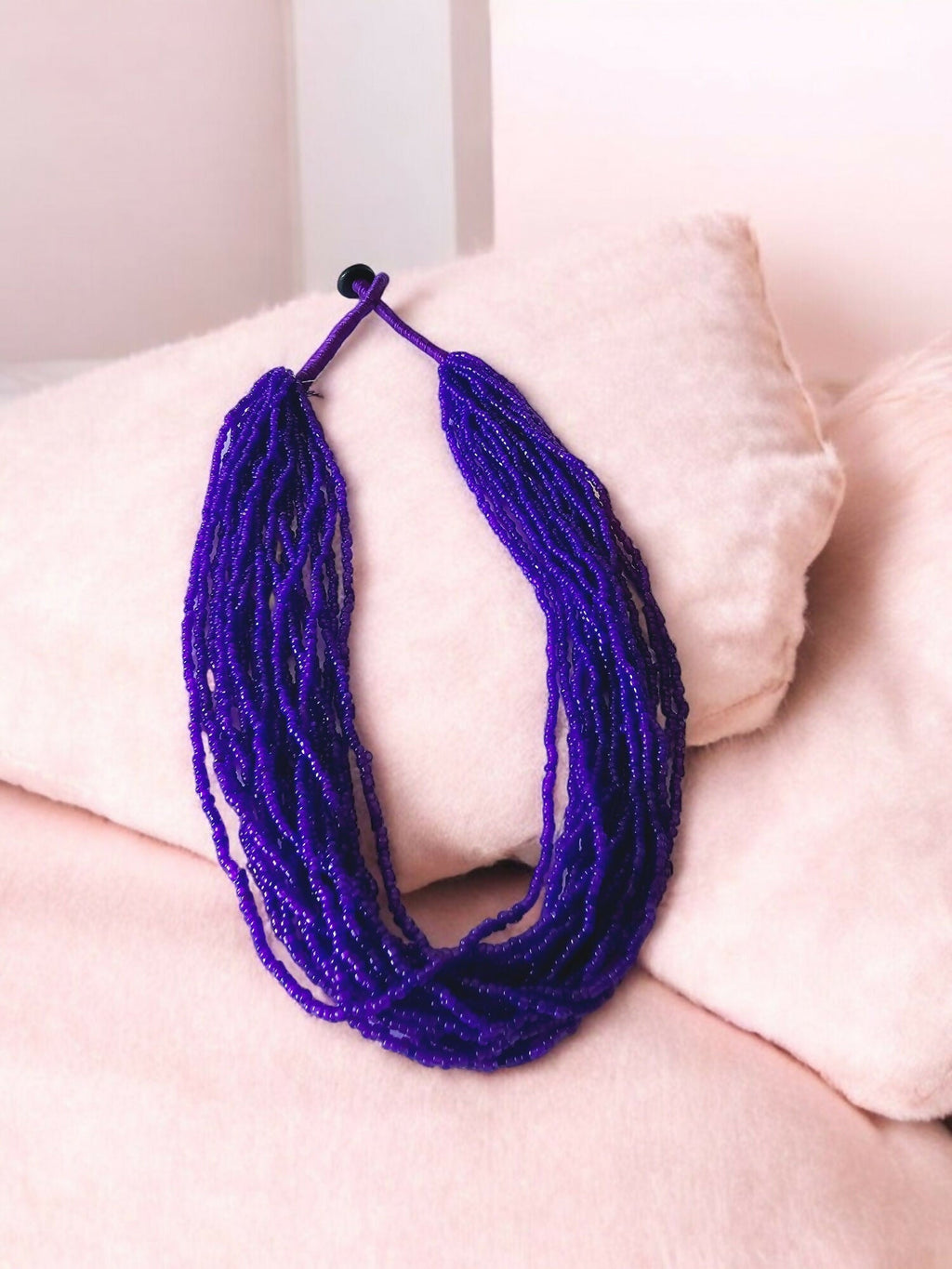 Inhanns Handmade Beaded Multilayer Necklace, 20 Layers - Purple