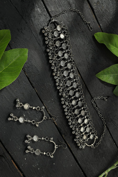 Mominos Fashion Johar Kamal Black-Plated Brass Finish Choker For Women