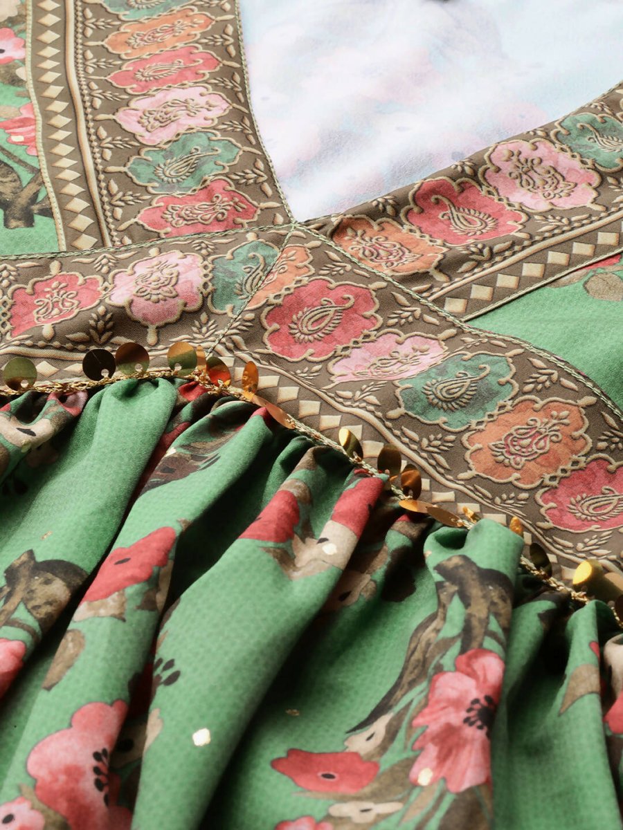 Ahalyaa Women's Traditional wear Lehnga Choli - Green