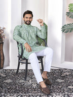 Anaita Sea Green Digital Printed Work Cotton Straight Kurta