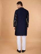 Vastranavya Navy Blue Exclusive Festival Wear Pure Viscose Rayon Embroidered Sequence Work Kurta