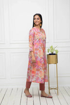 Myshka Multi Floral Women Cotton A-Line Round Neck Kurtas - Distacart