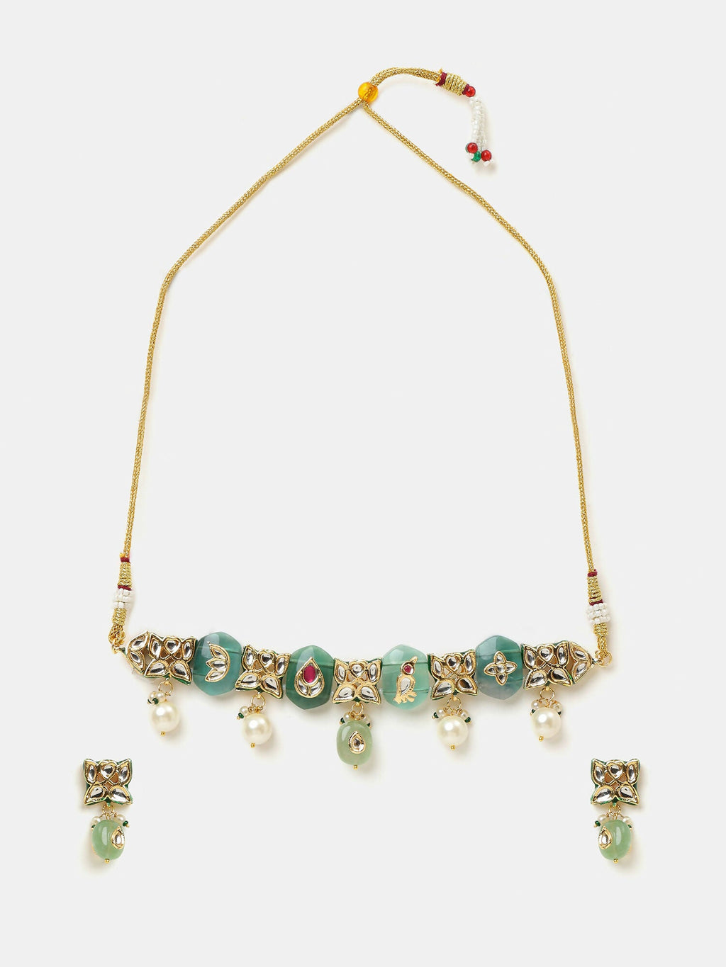 Ruby Raang Antique Kundan Stone Work Jewellery Set