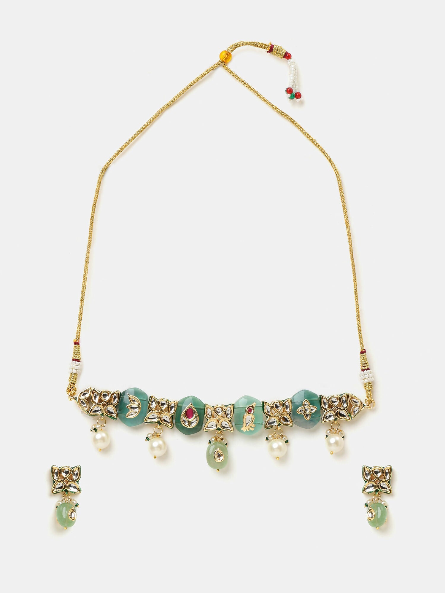 Ruby Raang Antique Kundan Stone Work Jewellery Set