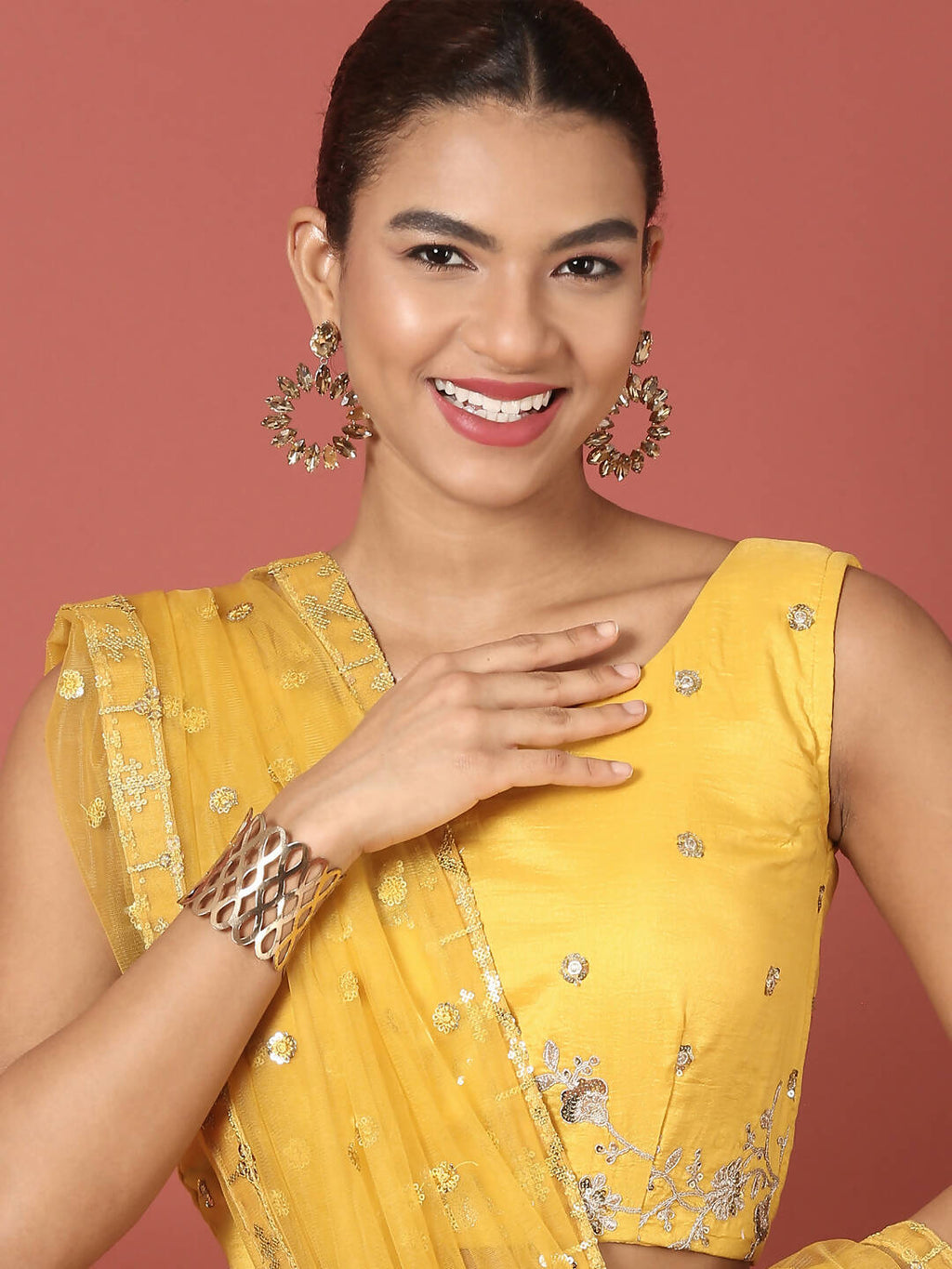 House of Panchhi Mustard Net Sequinse Work Lehenga & Blouse, Dupatta