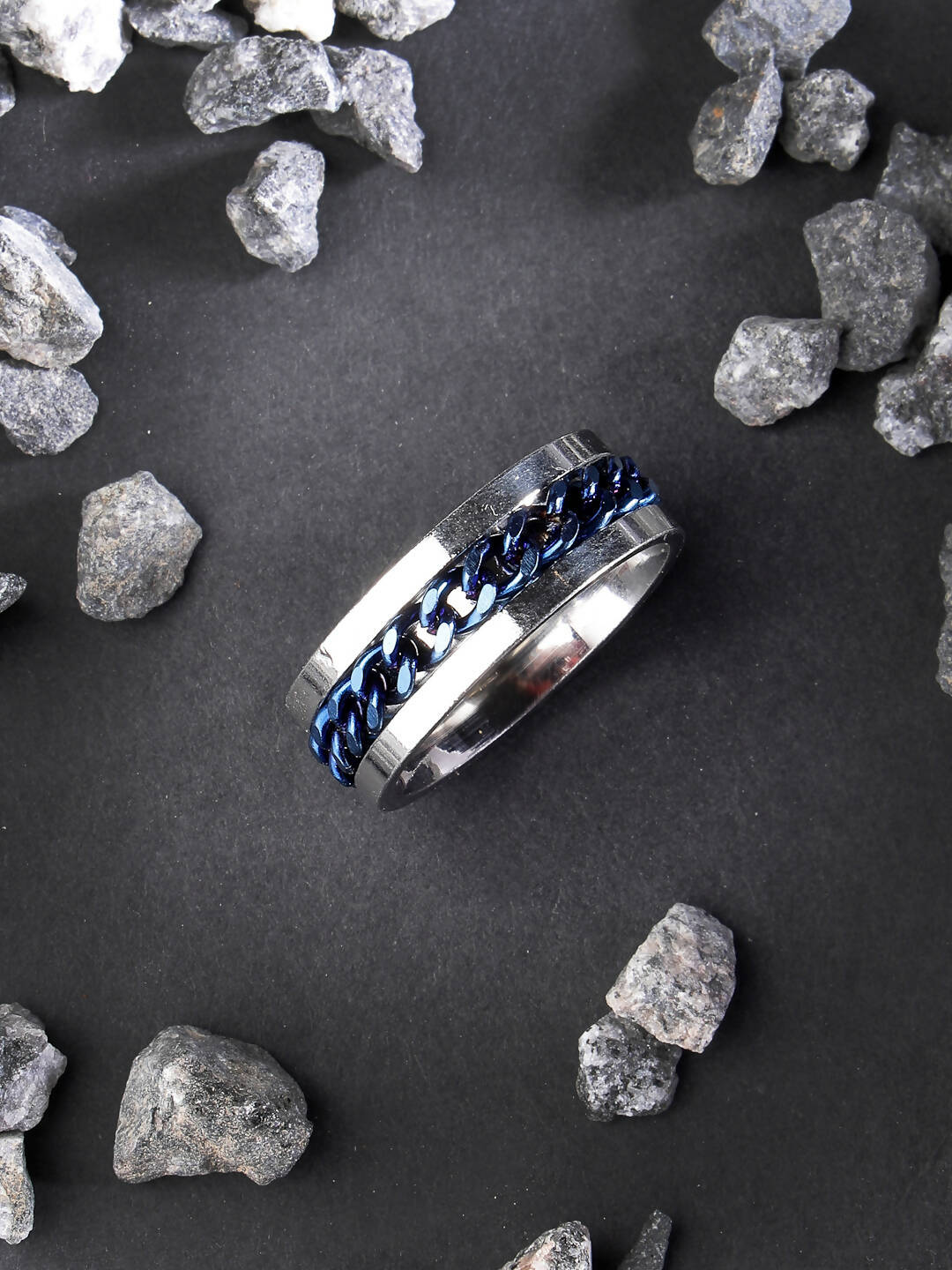 NVR Men's Rhodium Plated Stainless Steel Finger Ring - Distacart