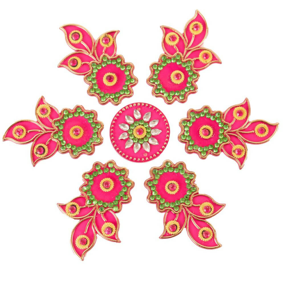 Kundan HandiKrafts Designer Flowed Rangoli Pink (Baby)