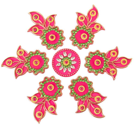 Kundan HandiKrafts Designer Flowed Rangoli Pink (Baby)
