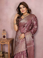 Aastha Fashion Purple Soft Organza Silk Weaving Saree - Distacart