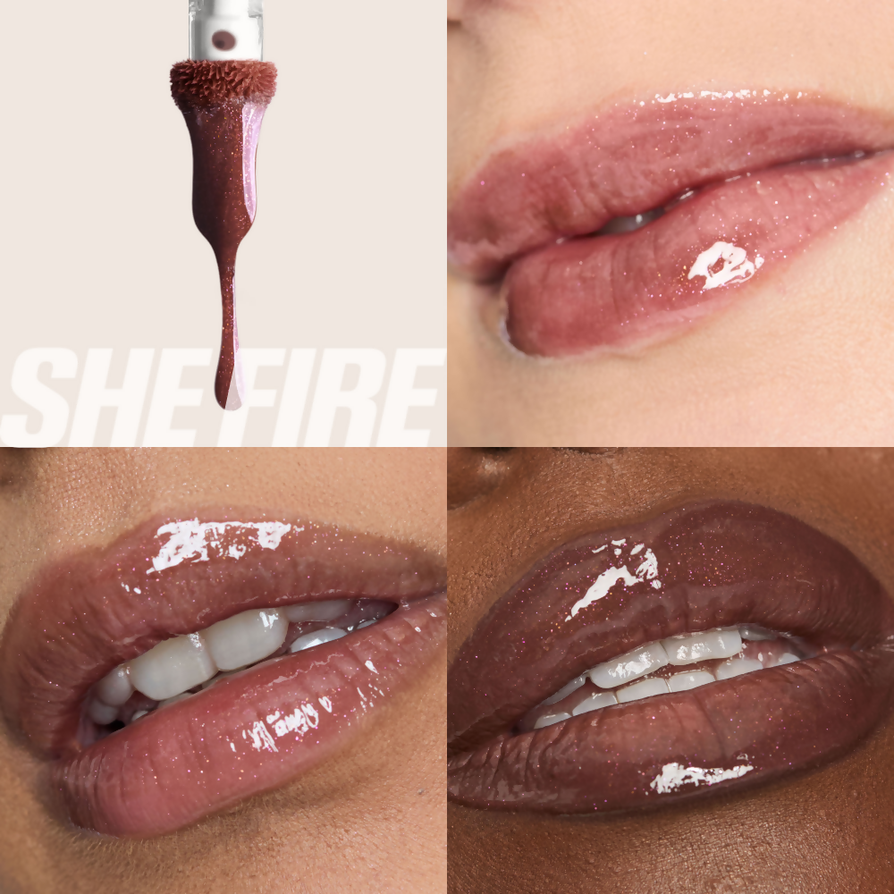 Huda Beauty Icy Nude Faux Filler Lip Gloss - She Fire