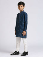 Joban Fashion Kids Island Traditional Ethnic Wear with Silk Sequence Embroidery Full Sleeves Kurta and Pyjama Set - Blue - Distacart