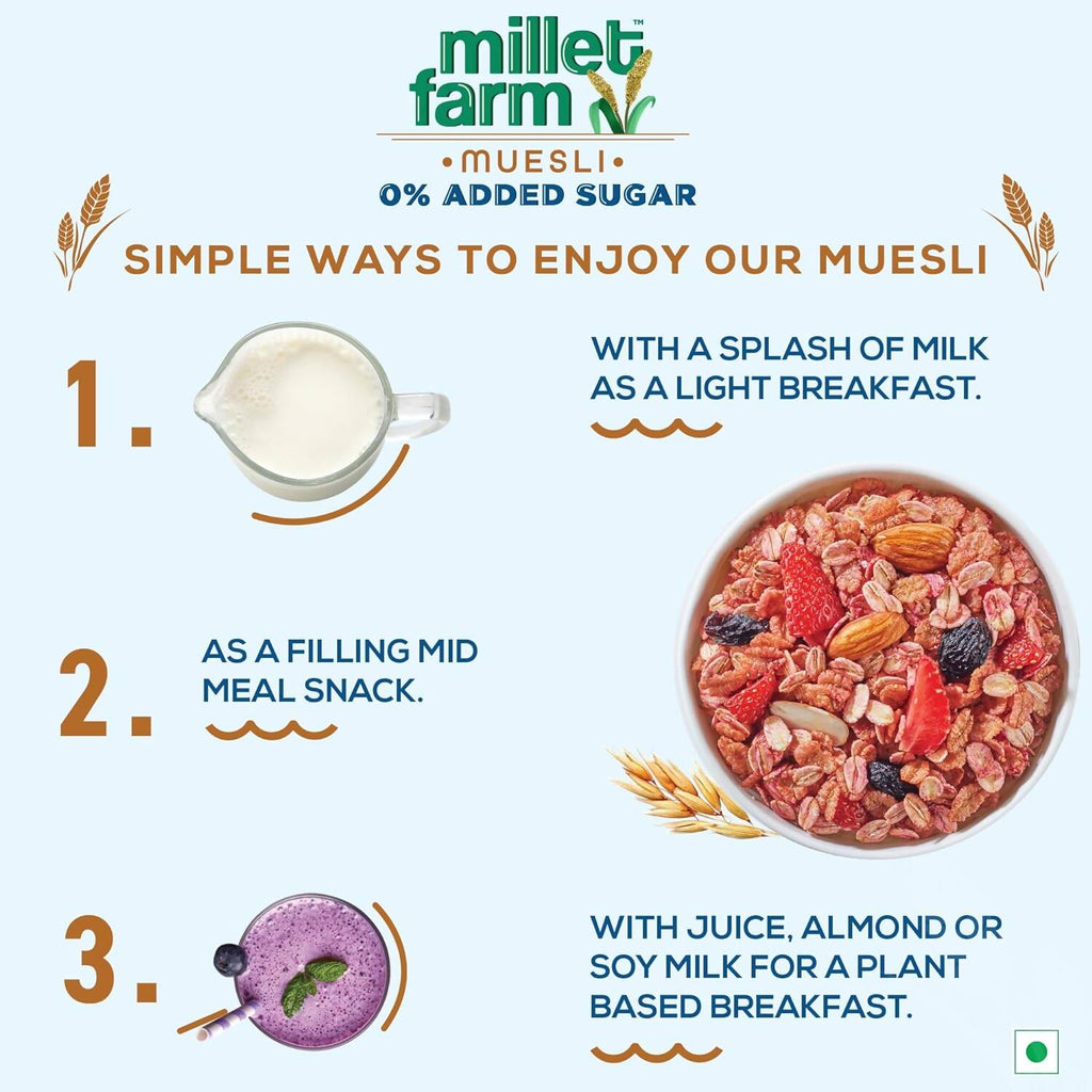 Bagrry's Millet Farm Muesli 0% Added Sugar with Jowar and Ragi - Distacart